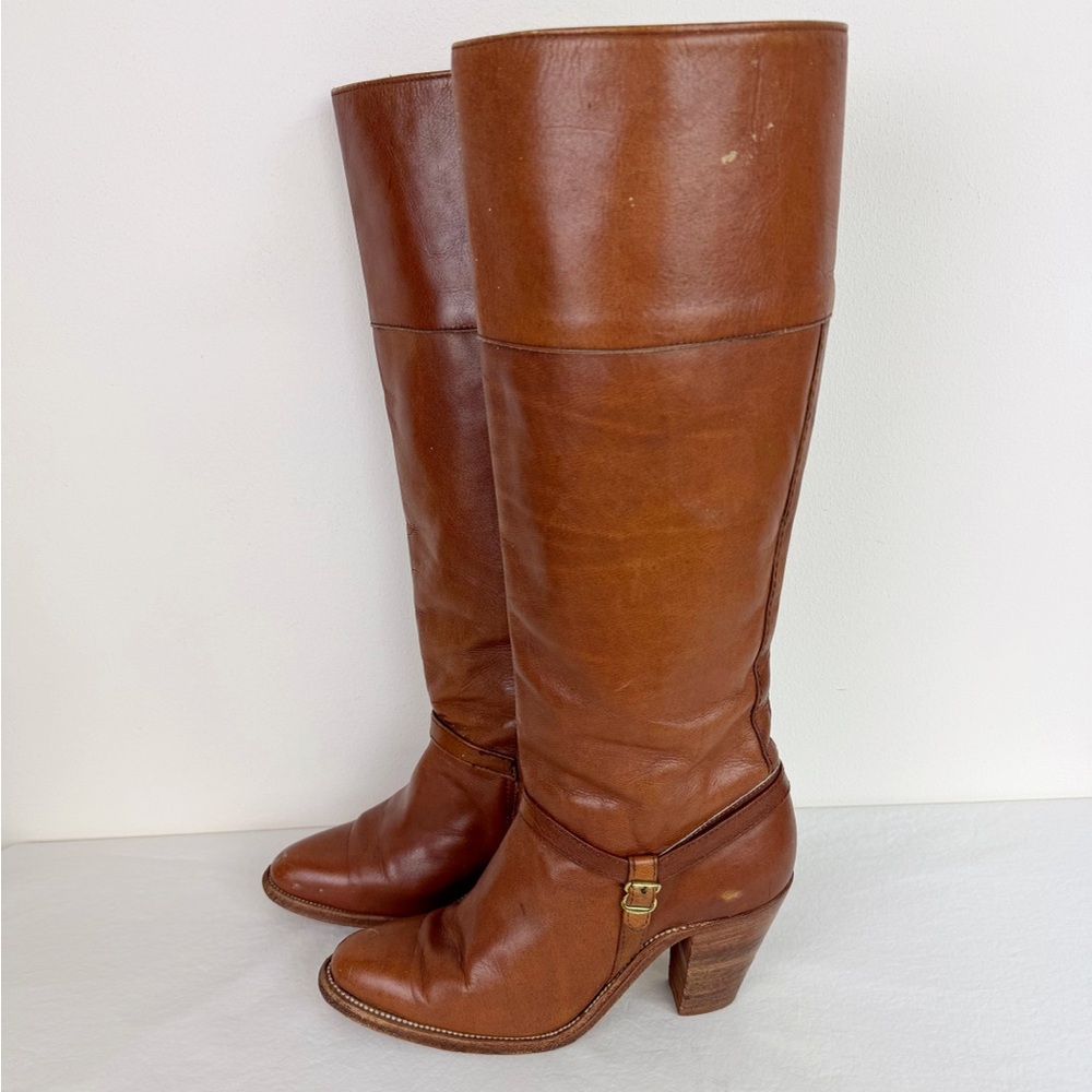 Frye Vintage 70's Cognac Leather Heeled Boots